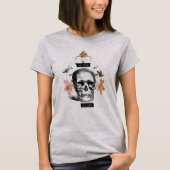 時計と昆虫を備えたスカル Tシャツ (正面)
