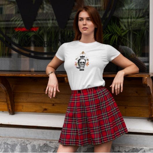 時計と昆虫を備えたスカル Tシャツ