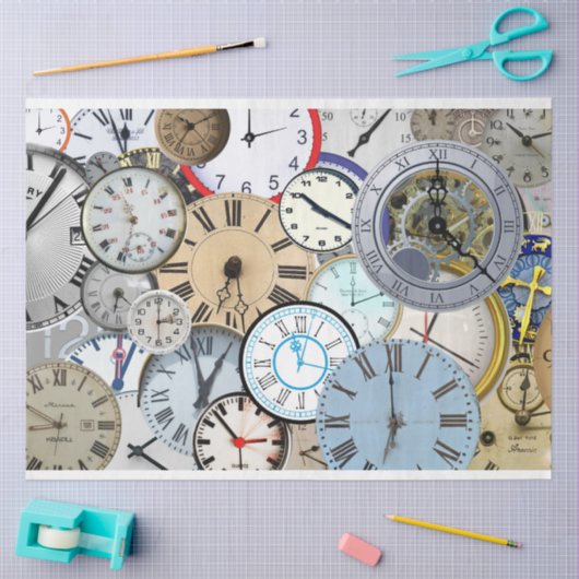 時計と時計のデコページ 薄葉紙 (クラフト)