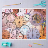 時計と時計の明るいデコページ 薄葉紙 (クラフト)