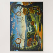 時計と湖のあるシュールな風景 ジグソーパズル (縦)