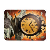 時計と現金 マグネット (横)