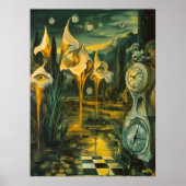 時計と目が溶ける超現実的な風景 ポスター (正面)