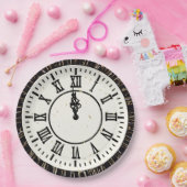 時計と花火の新年紙吹雪 ペーパープレート (パーティー)