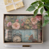 時計と蝶の混合メディア 薄葉紙 (ギフト)