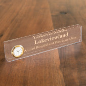 時計によってあなた自身の木製の穀物のネームプレートを作成して下さい デスクネームプレート (側面)