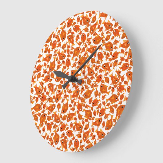 時計にジットオレンジの魚のパタカスタマイズーン ラージ壁時計 (傾斜)