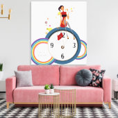 時計に座って茶碗を持つ女性 キャンバスプリント (インサイチュ (リビング))