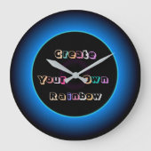 時計に自分の虹を作成する文字カラフル ラージ壁時計 (正面)