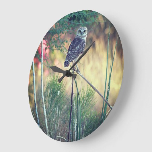 時計のあたりでとまるフクロウを掘り進みます ラージ壁時計 (傾斜)