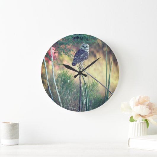 時計のあたりでとまるフクロウを掘り進みます ラージ壁時計 (ホーム)