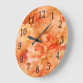 時計のあたりで絵を描く花 ラージ壁時計 (傾斜)