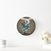 時計のある白うさぎ ラウンド壁時計 (ホーム)