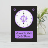 時計ののまわりにブライダルシャワーの招待状 – Violet 招待状 (スタンド正面)