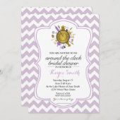 時計ののまわりにブライダルシャワーへの招待 招待状 (正面/裏面)