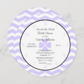 時計ののまわりにブライダルシャワー招待ラベンダー 招待状 (正面/裏面)