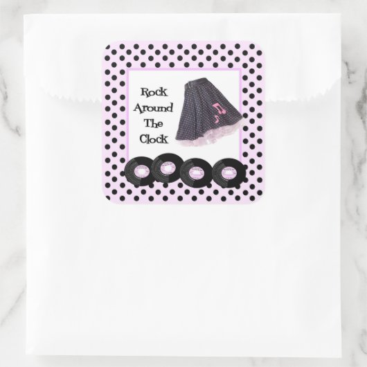 時計のまわりにのシール スクエアシール (バッグ)