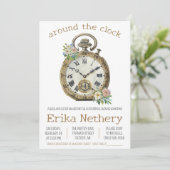 時計のまわりにをテーマにしたブライダルシャワー 招待状 (スタンド正面)