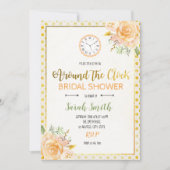 時計のまわりにブライダルシャワー 招待状 (正面)