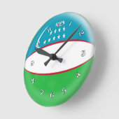 時計のウズベキスタンの旗の泡デザイン ラウンド壁時計 (傾斜)