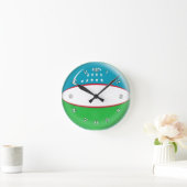 時計のウズベキスタンの旗の泡デザイン ラウンド壁時計 (ホーム)