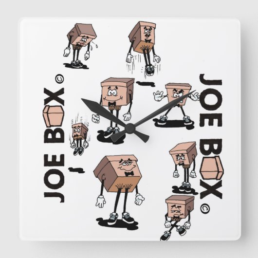 時計のタイムボックスのジョーおもしろい スクエア壁時計 (正面)