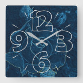 時計のダイヤル15 – 数字とダッシュ スクエア壁時計 (正面)