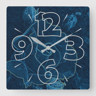 時計のダイヤル15 – 数字とダッシュ スクエア壁時計