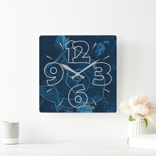 時計のダイヤル15 – 数字とダッシュ スクエア壁時計 (ホーム)