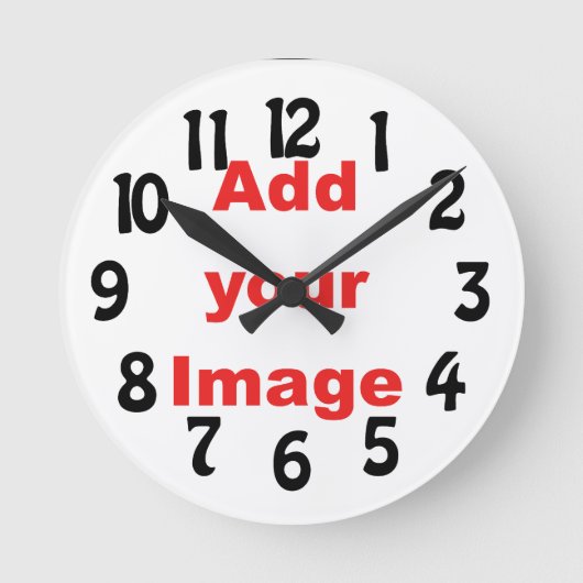 時計のテンプレート-おもしろい-あなたのイメージを加えて下さい ラウンド壁時計 (正面)