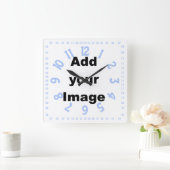 時計のテンプレート-正方形は青加えますイメージを番号を付けました スクエア壁時計 (ホーム)