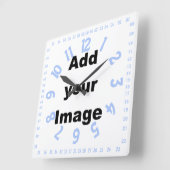 時計のテンプレート-正方形は青加えますイメージを番号を付けました スクエア壁時計 (傾斜)