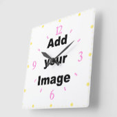 時計のテンプレート-正方形及び数パステルはイメージを加えます スクエア壁時計 (傾斜)