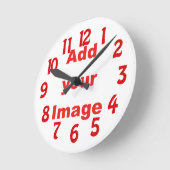 時計のテンプレート-赤おもしろいはあなたのイメージを加えます ラウンド壁時計 (傾斜)