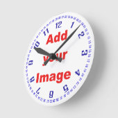 時計のテンプレート-青数及び秒はイメージを加えます ラウンド壁時計 (傾斜)
