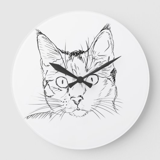 時計のネコ ラージ壁時計 (正面)