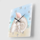 時計のビーチの貝 スクエア壁時計 (傾斜)