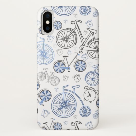 時計のブルーグレーパターンが付いているクラシックな自転車 Case-Mate iPhoneケース (裏面)