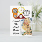 時計のホのまわりにストブライダルシャワー招待状 招待状 (スタンド正面)