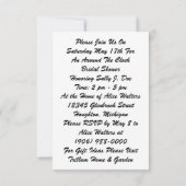 時計のホのまわりにストブライダルシャワー招待状 招待状 (裏面)