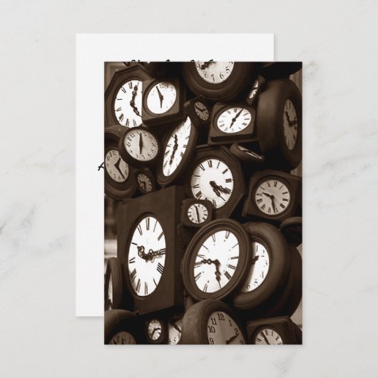 時計のホのまわりにストブライダルシャワー招待状 招待状 (正面/裏面)