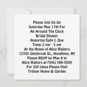 時計のホのまわりにストブライダルシャワー招待状 招待状 (裏面)