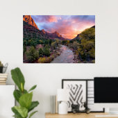 時計の上に沈む夕日 ポスター (ホームオフィス)