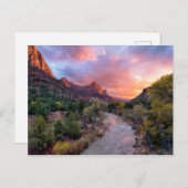 時計の上に沈む夕日 ポストカード (正面/裏面)