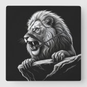 時計の中のライオン スクエア壁時計 (正面)