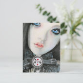 時計の人形顔ファンタジーはがき ポストカード (スタンド正面)
