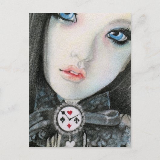 時計の人形顔ファンタジーはがき ポストカード (正面)