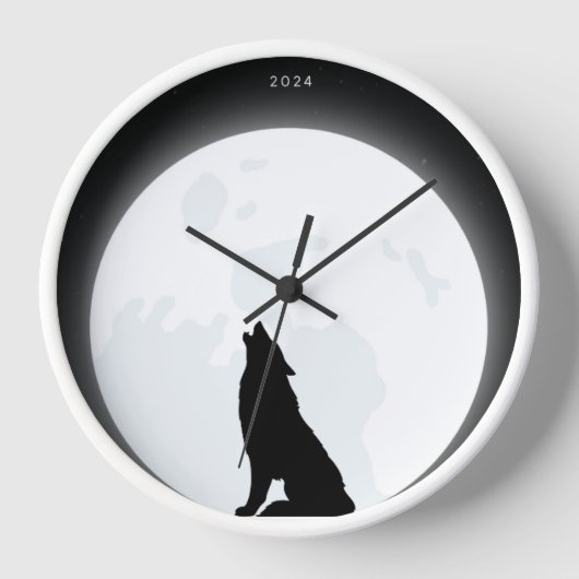 時計の内側の月の狼 壁時計 (正面)