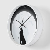 時計の内側の月の狼 壁時計 (傾斜)