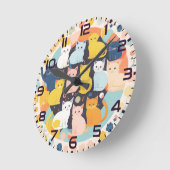 時計の子猫 ラウンド壁時計 (傾斜)